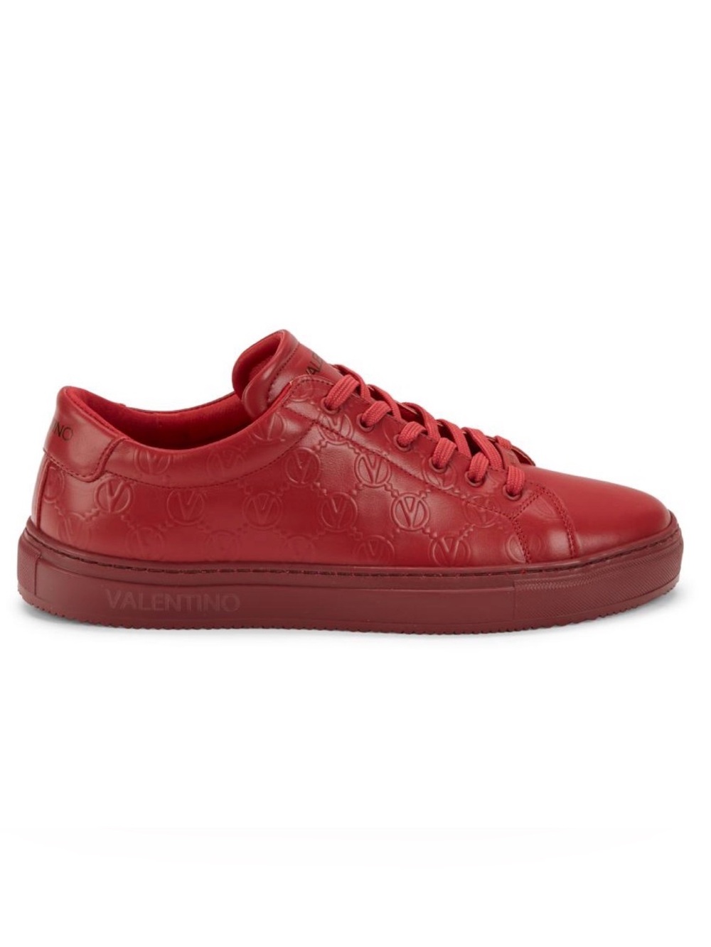 Valentino Men’s Red Low-Top Logo-Embossed Leather Sneaker